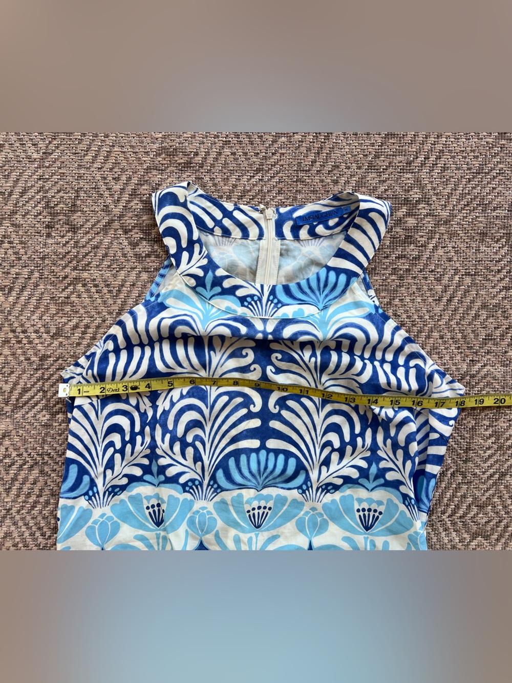 J. McLaughlin Blue White Floral Print Sleeveless Edie Maxi Dress M - Picture 4 of 7